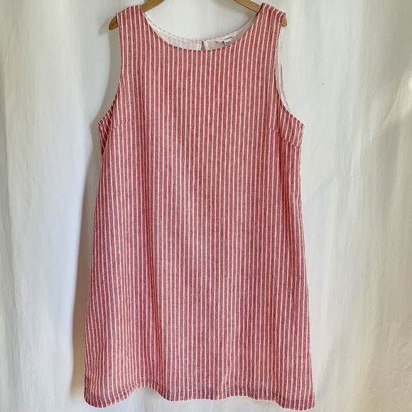 Beach Lunch Lounge Red & White Sleeveless Stripe Linen Dress - Picture 11 of 15